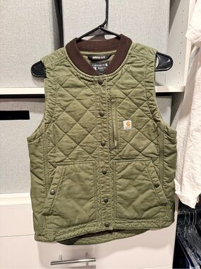 Carhartt Quilted Olive Green Sleeveless Jacket Vest